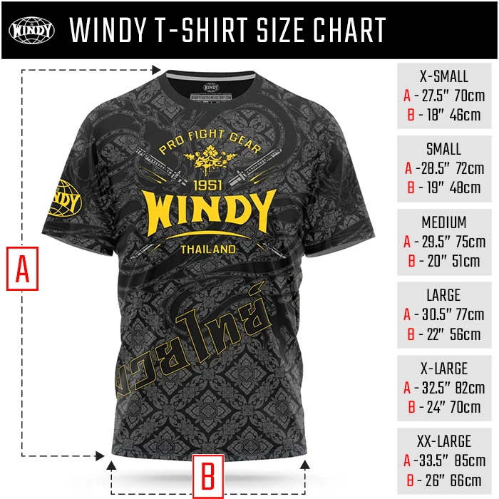 Windy T-shirt size chart