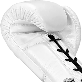 Windy Lace-Up pro boxing gloves BGL white padding view