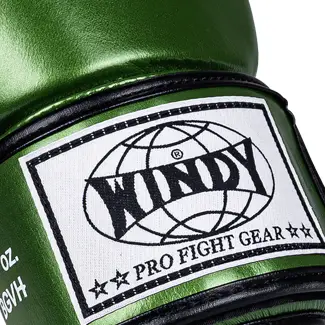 Windy Boxing Metallic Green Black woven logo