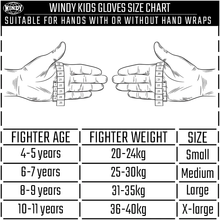 Windy Kids Gloves Size Chart