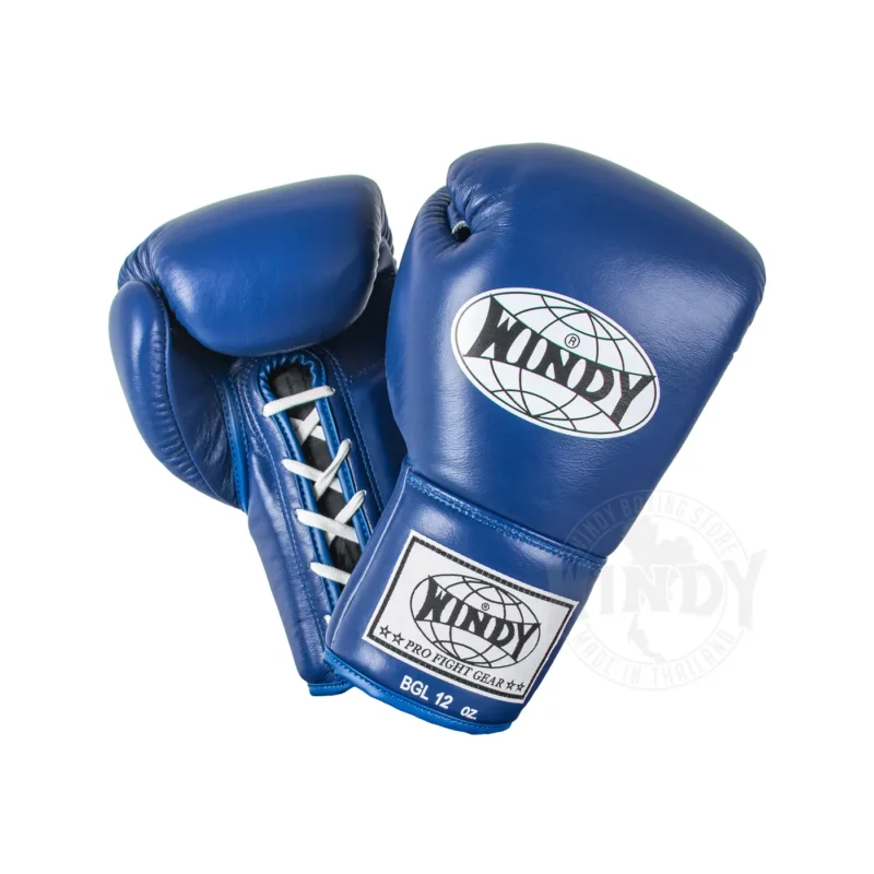 Windy Lace Up Gloves Blue